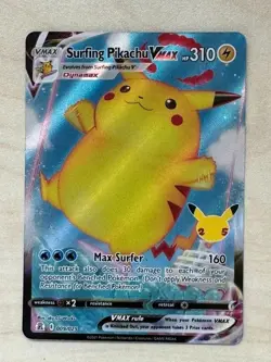 Pokemon TCG Surfing Pikachu V-Max 009/025 Holo Celebrations Ultra Rare NM - Image 1