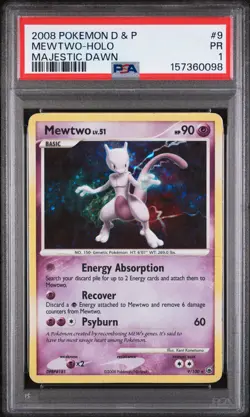 2008 Pokemon Diamond & Pearl Majestic Dawn Mewtwo-Holo #9 PSA 1 - Image 1