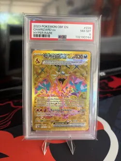 2023 Pokemon Obf En Charizard Ex Gold Hyper Rare PSA 8 228/197 - Image 1