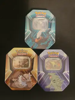 Tyranitar Slaking Darkrai Triple Whammy Tin Set of 3 Factory Sealed Pokemon - Image 1