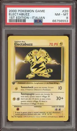 2000 Pokemon ITALIAN 1st Edition Base Set Electabuzz 20/102 PSA 8 NM-MT - Image 1
