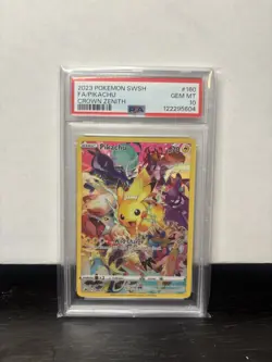 2023 POKEMON SWORD & SHIELD CROWN ZENITH #160 FULL ART/PIKACHU PSA 10 - Image 1