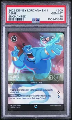 2023 DISNEY LORCANA EN 1 - THE FIRST CHAPTER ERROR #209 GENIE ENCHANTED PSA 10 - Image 1