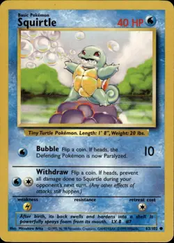 Squirtle Common Base Set 063/102 Water Pokemon Card - Image 1