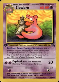 Slowbro Uncommon Fossil 43/62 Psychic 1st Edition Pokemon Card - Image 1