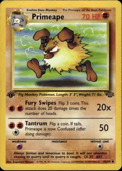 Primeape Uncommon Jungle 43/64 Fighting 1st Edition Pokemon Card - Image 1