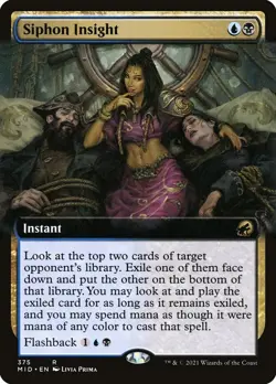 MTG - Siphon Insight - Extended Art - MID 375 - Midnight Hunt - Rare - Image 1