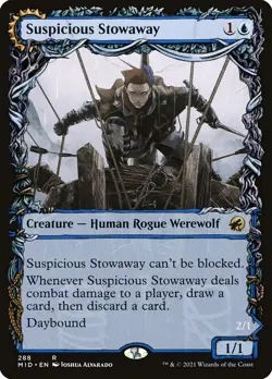 MTG - Suspicious Stowaway - Showcase - MID 288 - Midnight Hunt - Rare - Magic - Image 1