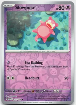Slowpoke 079/165 Common 151 Pokemon Reverse Holo Near Mint - Image 1
