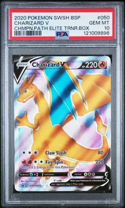 2020 POKEMON SWSH BLACK STAR PROMO #050 CHARIZARD V PSA 10 - Image 1