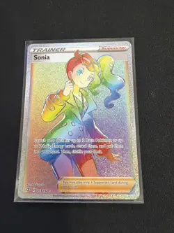 Pokemon TCG Sonia 203/192 Swsh02: Rebel Clash Holo Rainbow Secret Rare - Image 1