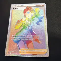 Pokemon TCG Sonia 203/192 Swsh02: Rebel Clash Holo Rainbow Secret Rare - Image 3