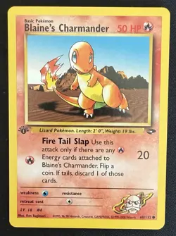 Pokemon TCG Blaine's Charmander 1st Edition 2000 Gym Challenge 060/132 LP - Image 1