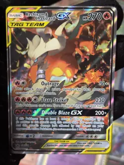 Pokemon Reshiram & Charizard GX TAG TEAM Promo Holo SM201 HP 270 - Image 2