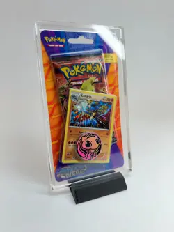Pokemon TCG Blister Acrylic Case (1-Pack w/ Promo & Coin) + FREE Black Stand! - Image 1
