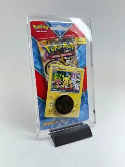 Pokemon Blister Acrylic Case SWSH Sun Moon XY 1-Pack Promo Coin Display + STAND - Image 1