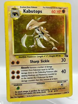 Kabutops 9/62 Fossil Unlimited Holo Rare WotC 1999 Vintage Pokemon TCG Card - Image 2
