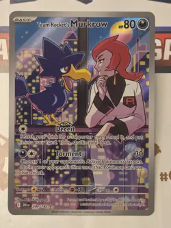 Pokemon TCG Destined Rivals Team Rockets Murkrow Illustration Rare Card 200/182 - Image 1