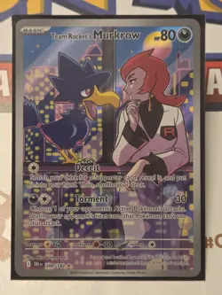 Pokemon TCG Destined Rivals Team Rockets Murkrow Illustration Rare Card 200/182 - Image 5