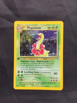 Pokemon Cards: Neo Genesis 1st Edition Rare Holo: Meganium 11/111 - Image 1