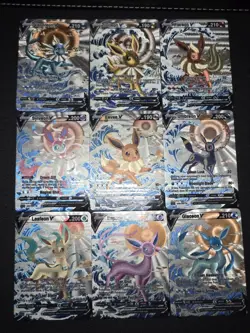 9x Lot Eeveelution Eevee CUSTOM Stained Glass Holo Van Gogh Shiny Texture Cards - Image 2