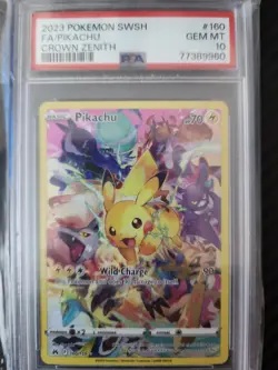 2023 Pokemon TCG FA/Pikachua #160 Crown Zenith PSA 10 - Image 1