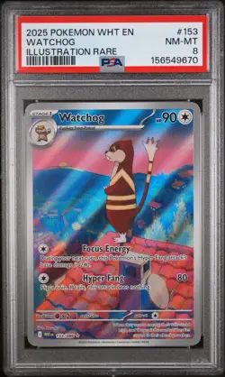 2025 Pokemon White Flare Watchog #153 ILLUSTRATION RARE PSA 8 - Image 1
