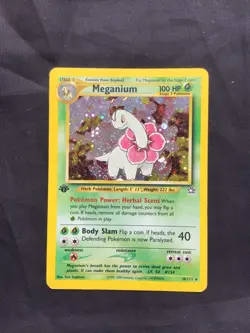 Pokemon Cards: 1st Edition Neo Genesis Rare Holo: Meganium 11/111 - Image 1