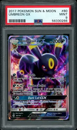 2017 Pokemon Sun & Moon Umbreon GX #80 PSA 9 MINT - Image 1