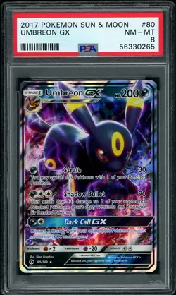 2017 Pokemon Sun & Moon Umbreon GX #80 PSA 8 NM-MT - Image 1