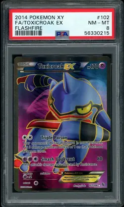 2014 Pokemon XY Flashfire Toxicroak EX Full Art #102 PSA 8 NM-MT - Image 1