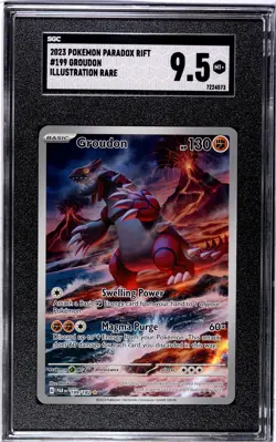 2023 Paradox Rift Groudon #199 Illustration Rare SGC 9.5 MT+ Pokemon Card - Image 1