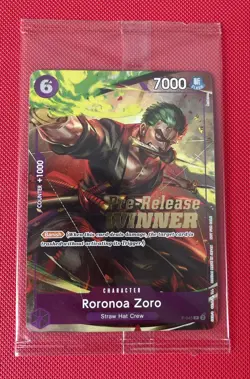 Roronoa Zoro OP-06 Pre-Release Winner Promo SEALED P-045 One Piece Card English - Image 1