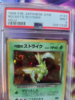 Pokemon Holo-Rocket's Scyther Card #123 Japanese PSA 9 Mint - Swirl Japanese - Image 1
