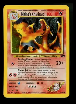 Blaine's Charizard 2/132 Gym Challenge 2000 WOTC Holo Rare SWIRL Pokemon Card - Image 1