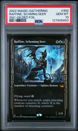 2022 MTG STREETS OF NEW CAPENNA GILDED FOIL #392 RAFFINE, SCHEMING SEER PSA 10 - Image 1