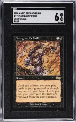 1998 MAGIC: THE GATHERING URZA'S SAGA - RARE #171 YAWGMOTH'S WILL SGC 6 - Image 1
