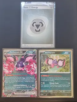 Pecharunt SVP 149 PROMO + SFA 039/064 + Energy SVE 008 - Pokemon TCG English - Image 1