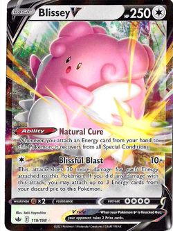 BLISSEY V 119/198 CHILLING REIGN POKEMON (ULTRA RARE, NM) - Image 1