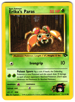Erika's Paras - 71/132 - 2000 Common Gym Challenge Pokemon Card LP - Image 1