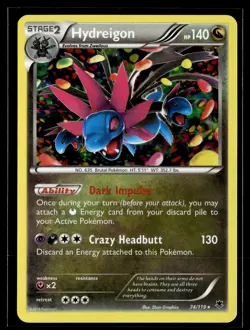 Hydreigon 74/119 Phantom Forces Reverse Holo Rare Holo Pokemon - Image 1