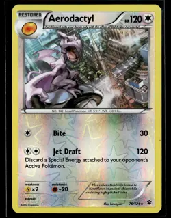 Aerodactyl 76/124 Fates Collide Reverse Holo Rare Pokemon - Image 1
