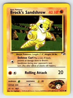 Brock's Sandshrew 71/132 2000 Gym Heroes Pokemon Card Vintage WOTC Common - Vlp - Image 1