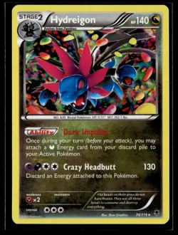 Hydreigon 74/119 Phantom Forces Reverse Holo Rare Holo Pokemon - Image 1