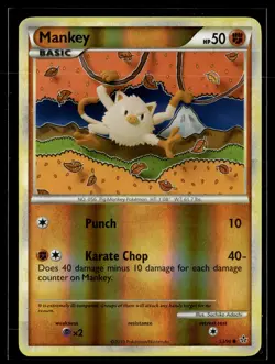 Mankey 53/95 HGSS Unleashed Reverse Holo Common Pokemon - Image 1