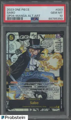 2023 One Piece OP04 EN Manga Alternate Art #083 Sabo PSA 10 GEM MINT - Image 1