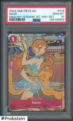 2024 One Piece English Version 1st Anniversary #016 Nami PSA 10 GEM MINT - Image 1