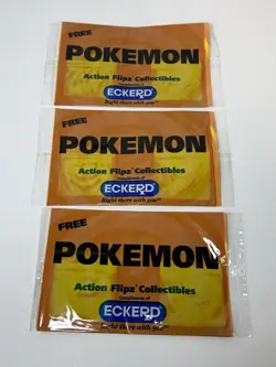 3 Pokemon Action Flipz Game CCG Cards Eckerd Drugs Vintage Unopened Pack Lot - Image 1