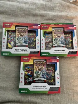 Pokemon TCG First Partner Illustration Collection Series 1 Box Lot of 3 - Image 1