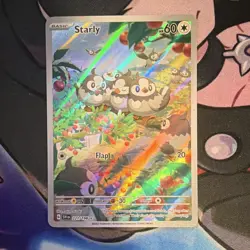 Pokemon TCG Starly 221/198 SV01 Scarlet & Violet Illustration Rare Holo EN - Image 1